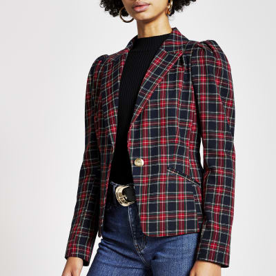 river island red tartan coat