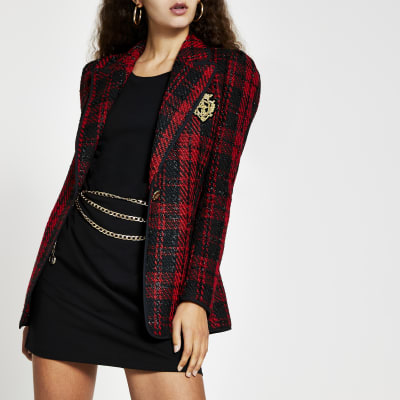 river island tartan blazer womens