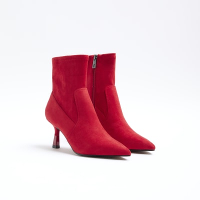 River island sale red ankle boots