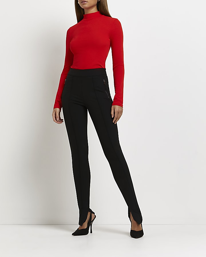 Red turtle neck fitted top