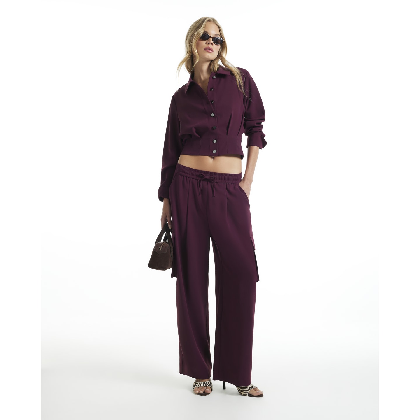 River Island Red Utility Barrel Leg Trousers — photo 1 of 1