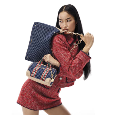 Red Whipstitch Boucle Mini Skirt