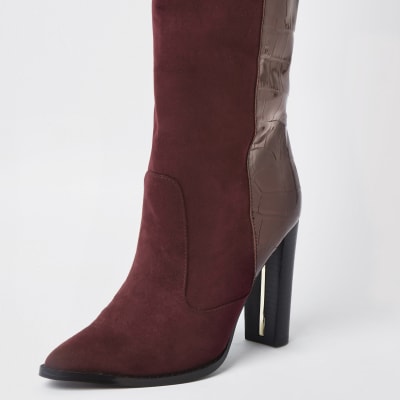 red wide fit block heels