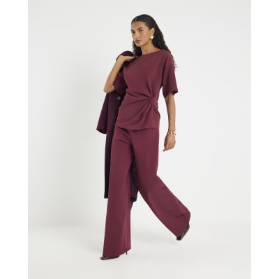Red Wide Leg Trousers