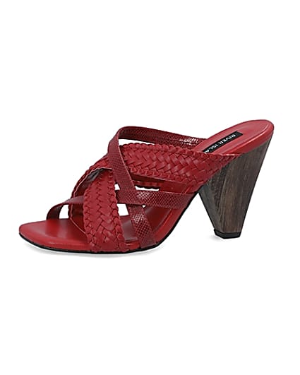 360 degree animation of product Red woven cross strap mule frame-2