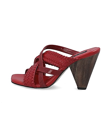 360 degree animation of product Red woven cross strap mule frame-4