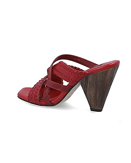 360 degree animation of product Red woven cross strap mule frame-5