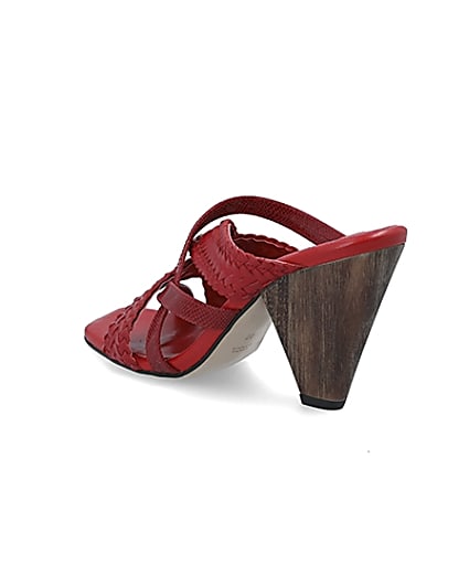 360 degree animation of product Red woven cross strap mule frame-6