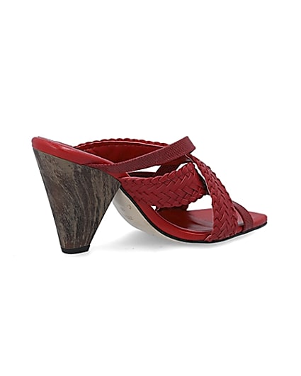 360 degree animation of product Red woven cross strap mule frame-13