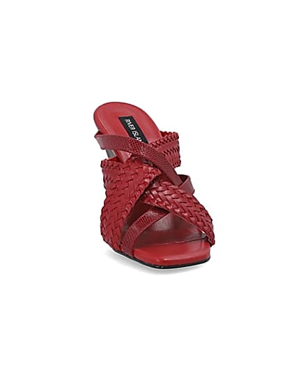 360 degree animation of product Red woven cross strap mule frame-20