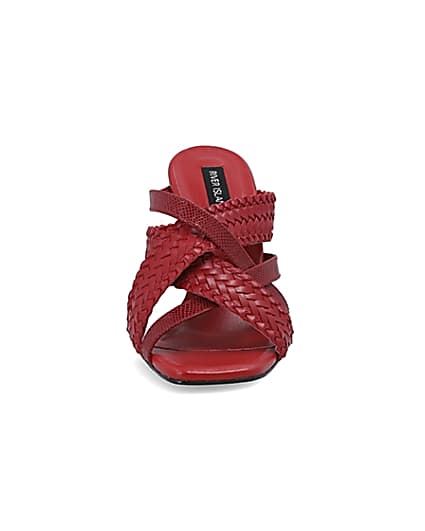 360 degree animation of product Red woven cross strap mule frame-21