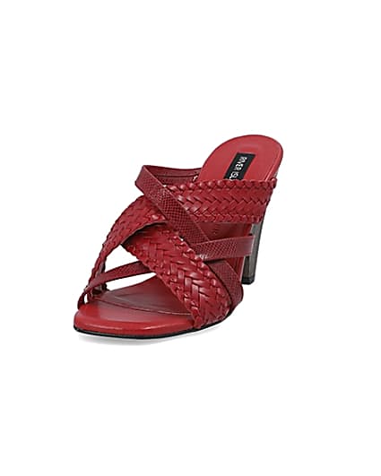 360 degree animation of product Red woven cross strap mule frame-23