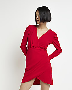 Red wrap mini dress