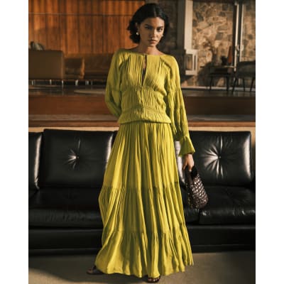 Asos Design River Island Green Maxi Dress RI Studio Lime Green Layered Maxi  Dress River Island