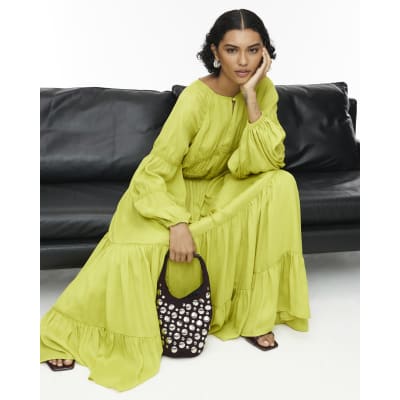 Asos Design River Island Green Maxi Dress RI Studio Lime Green Layered Maxi  Dress River Island