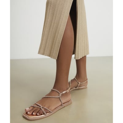 Rose Gold Asymmetric Diamante Sandals