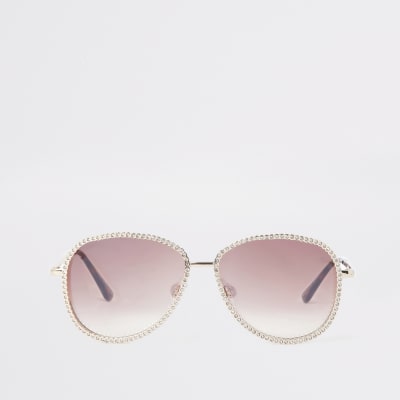 gold trim aviator sunglasses