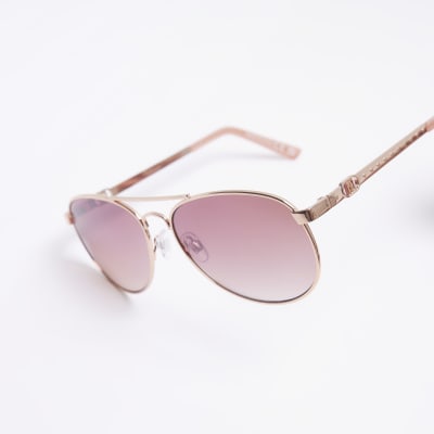 Rose gold aviator sunglasses River Island