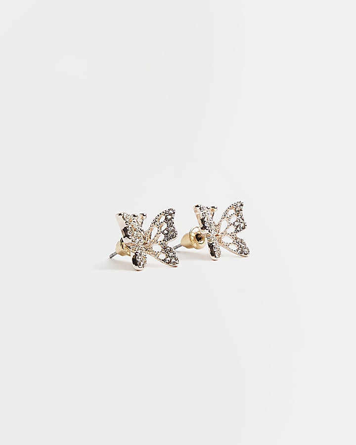 Rose gold butterfly stud earrings