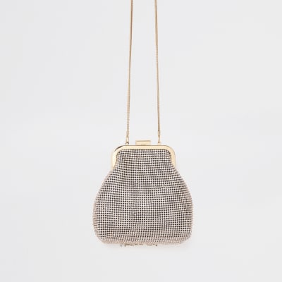 Rose gold chain clutch bag