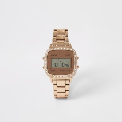 gold digital watch