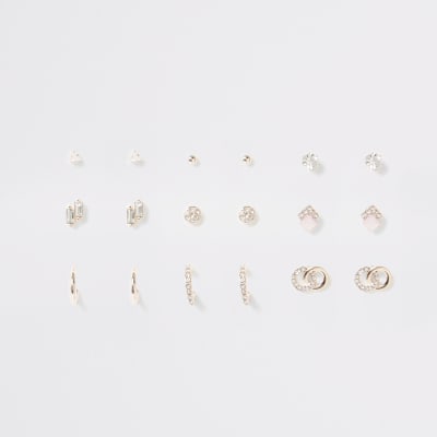 Rose gold colour earrings multipack