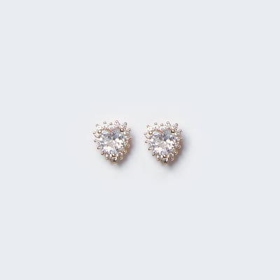 Rose gold colour heart stud earrings