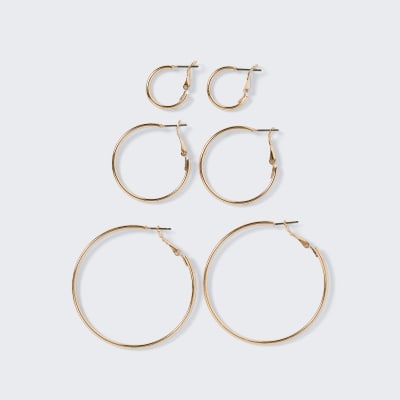 Rose gold colour hoop earrings 3 pack