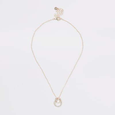 Rose gold colour interlink diamante necklace