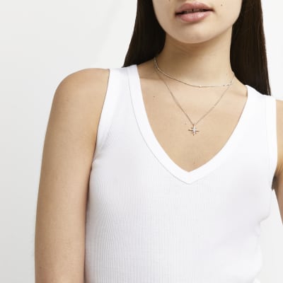 Rose gold colour star charm necklace