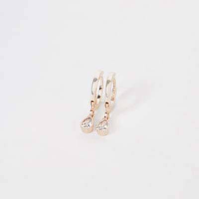 Rose gold colour teardrop hoop earrings
