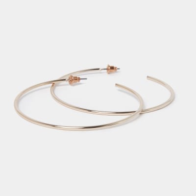 Rose gold colour thin hoop earrings