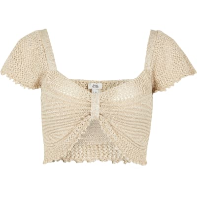 gold crochet top