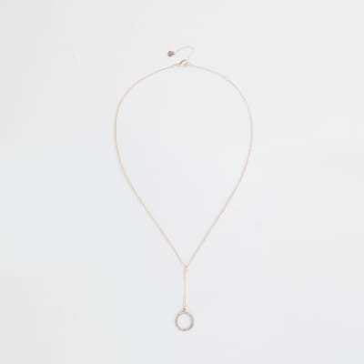 Rose Gold Crystal Disc Drop Necklace