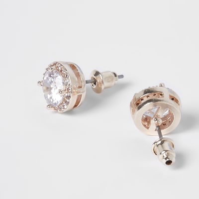 Rose Gold Crystal Stud Earrings