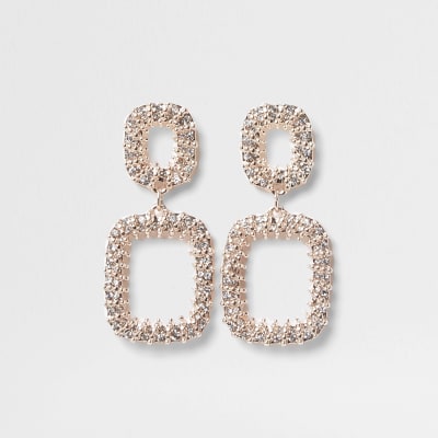 Rose gold cup chain ball wrap dangle earring | River Island