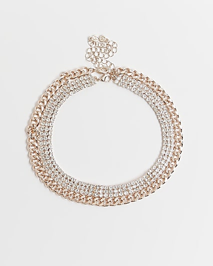 Rose gold diamante choker necklace