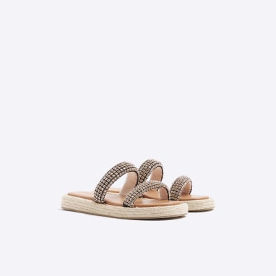 Sandales Espadrilles River Island Roses - Taille UK 3 (Femme) - Fausse Daim - Neuves Sans Boîte