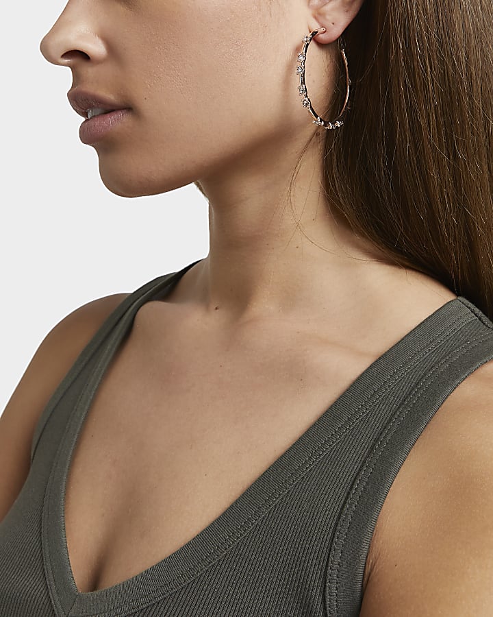 Rose gold diamante earrings multipack