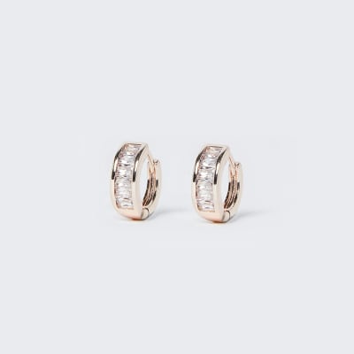 Rose Gold Diamante Hoop Earring