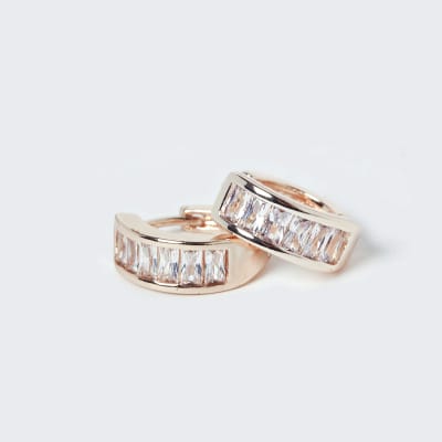 Rose Gold Diamante Hoop Earring