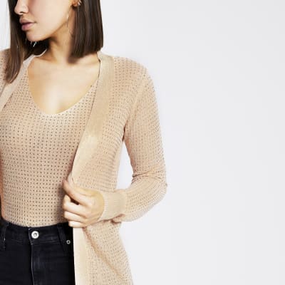 Rose gold diamante knitted cardigan