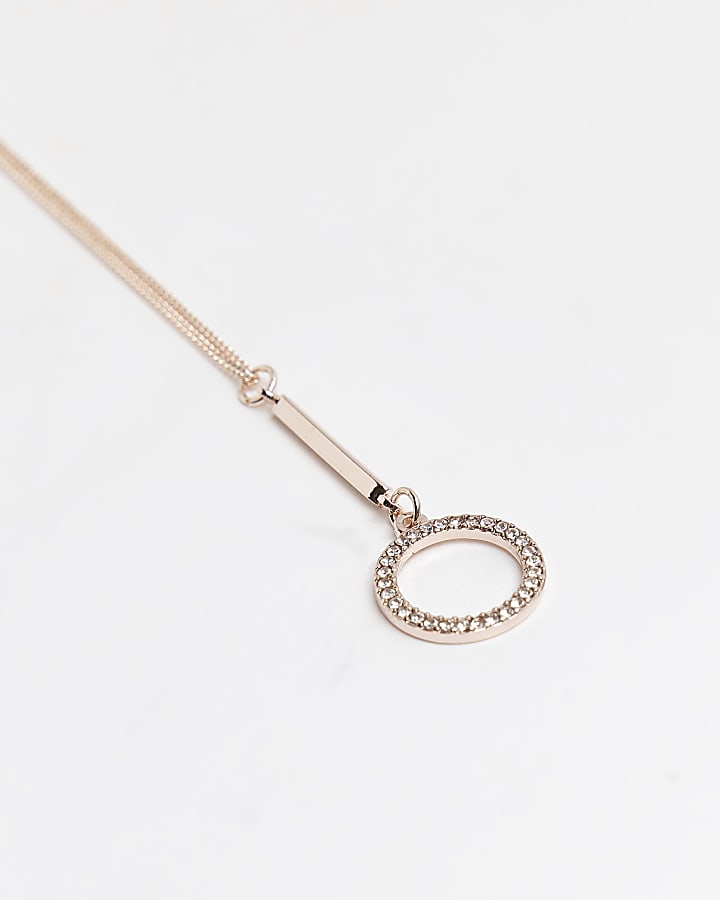 Rose gold diamante pendant necklace
