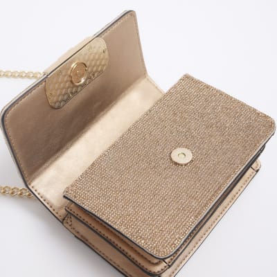 Rose gold clutch discount bag river island