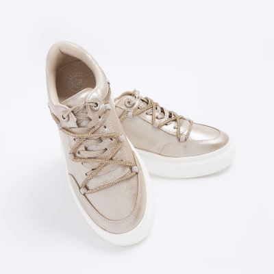 River island rose sales gold trainers