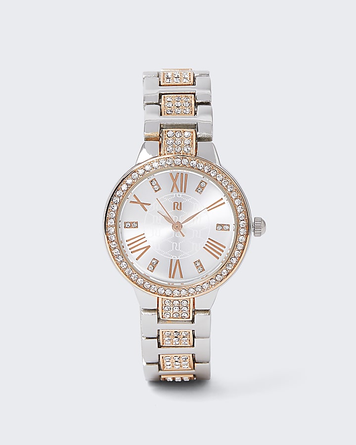 Rose gold embellished watch