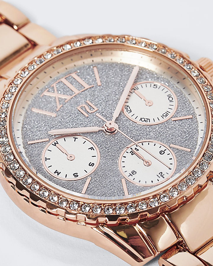 Rose gold glitter watch