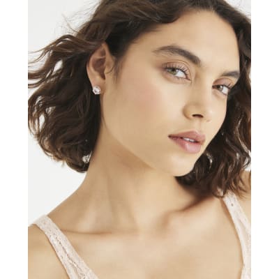Rose Gold Halo Stud Earrings