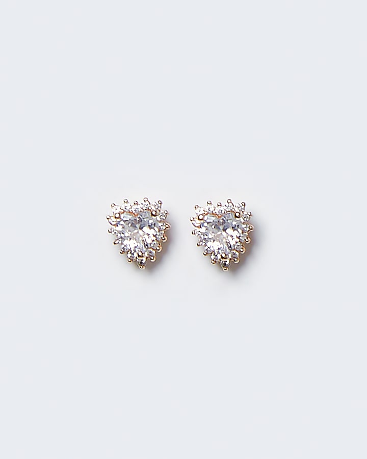 Rose gold heart stud earrings