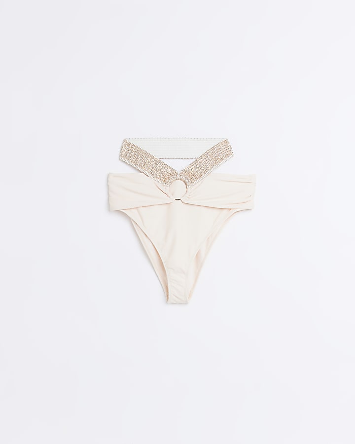 Rose gold high waist brief bikini bottoms